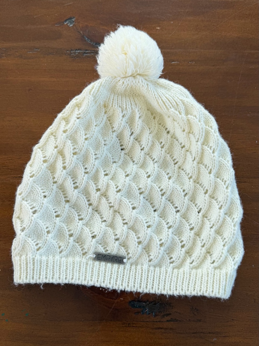 EMPYRE Cream Knit Pom Beanie